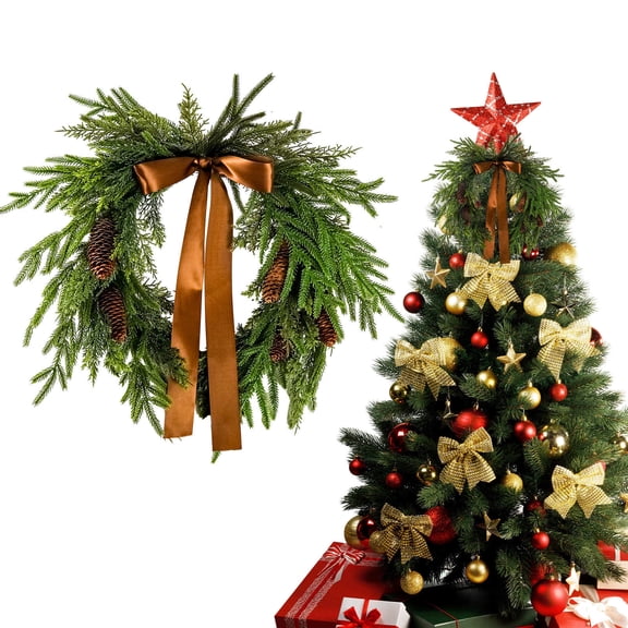 QunYou 50CM Christmas Wreaths for Front Door Artificial Green Wreath for Window Walls Christmas Decor Indoor Outdoor Home