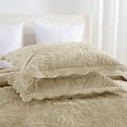 thumbnail image 5 of 3 Pcs Luxury Velvet Oversized Embroidery Quilted Quilt Set  Soft and Plush Bedding Set  Includes Quilt and Shams All-Season Comforter, 5 of 9