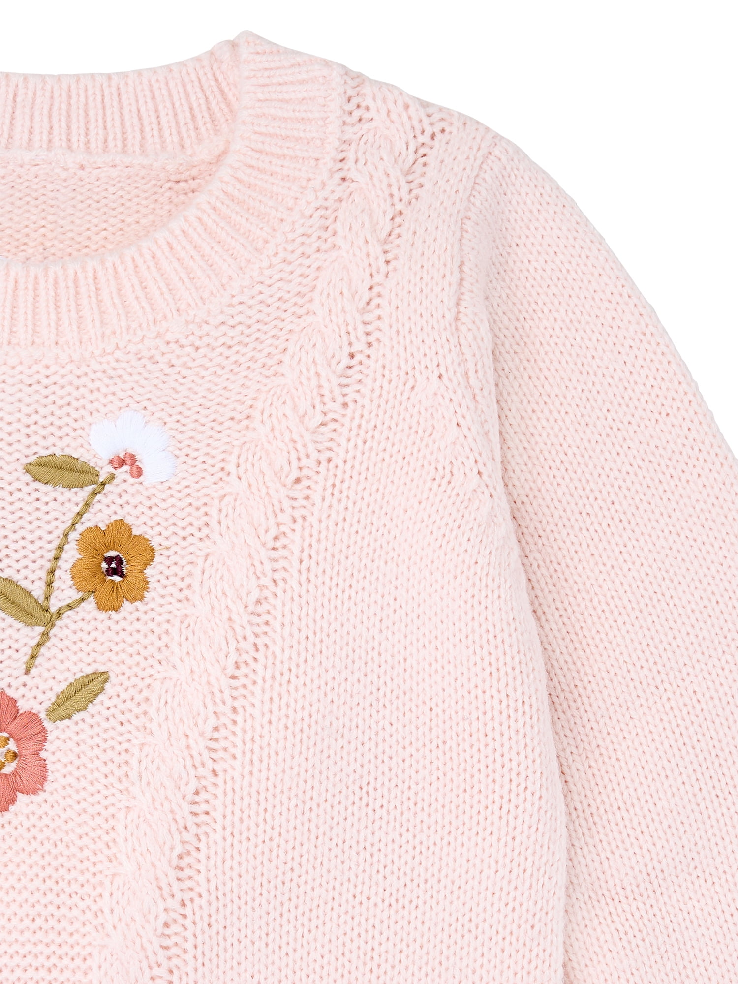 Modern Moments by Gerber Toddler Girl Sweater with Textural Stitches and Embroidery, Sizes 12M-5T