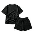 thumbnail image 6 of LEKWK Men Linen Sets Outfits 2 Piece Lightweight Loose Fit Solid Beach Vacation Summer Outfits Short Sleeve Crewneck Casual Tops and Drawstring Shorts, 6 of 6