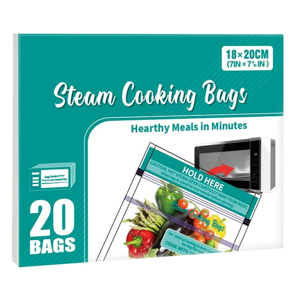 20 PCS Microwave Steaming Bags Disposable Food Steam Cooking Bags for Vegetables, Potatoes and Meat, Easy to Use, Keep Fresh