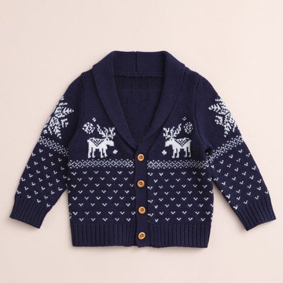 Ulitacool Girls Tops Christmas Crewneck Graphic Prints Short Sleeve Xmas Coat 6-12 Months Blue