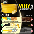 thumbnail image 5 of ZAZFO 14/3 Gauge Yellow Outdoor Extension Cord 25 ft Waterproof with Lighted Indicator, Cold Weatherproof -40°C, Flexible 3 Prong Extension Cord Outside,15A 1875W 14AWG SJTW, ETL Listed, 5 of 8
