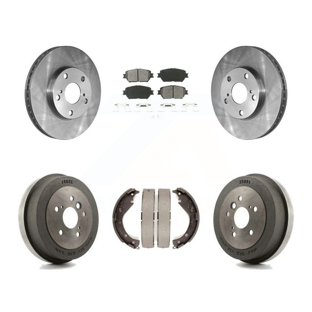 Transit Auto Front Rear Disc Brake Rotors Semi-Metallic Pads and Drum Kit for Car 2005 Toyota Camry Base LE Vehicles Manufactured In USA K8S-103332