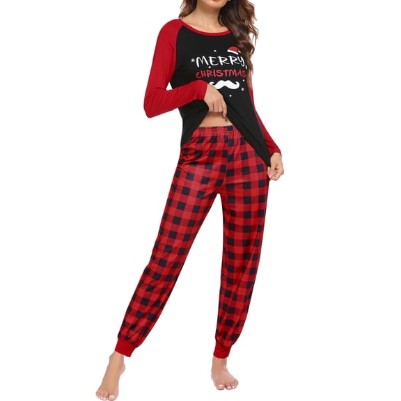 Ekouaer Women's Pajama Set Christmas Pjs Long Sleeve Print Tops and Pajamas Pants Soft Sleepwear Set