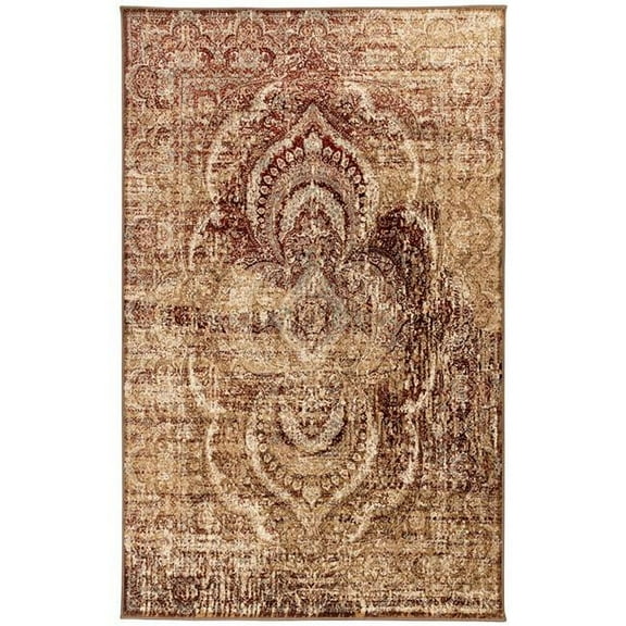 9 x 12 ft. Maroon & Gold Abstract Power Loom Distressed Stain Resistant Rectangle Area Rug - Maroon and Gold - 9 x 12 ft.