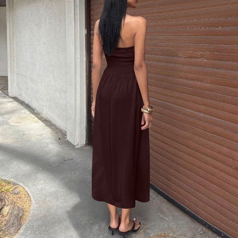 chinese dress ladies Kayt Strapless Dress - Chocolate Brown main image 1