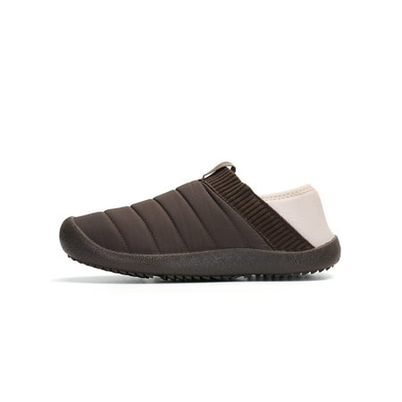 

GENILU Womens Comfort Loafer Slippers Round Toe Winter Warm Shoes Walking Non-slip Brown 8.5