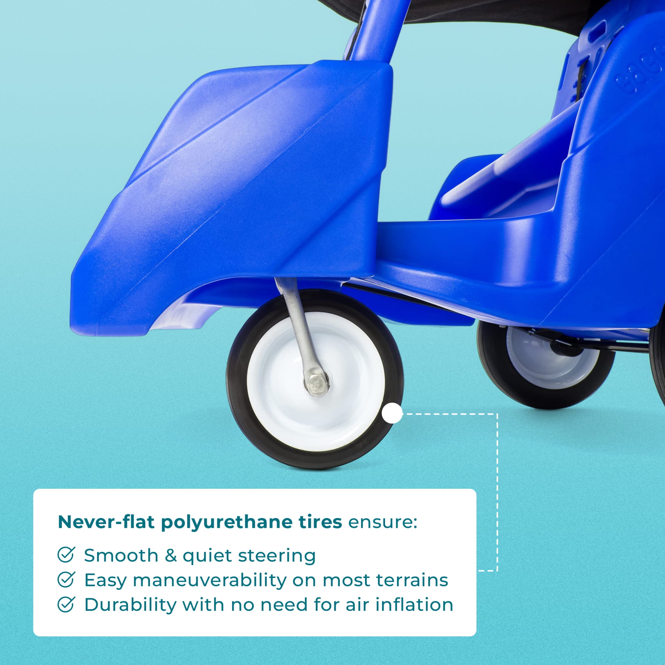 Foundations Gaggle Parade 4-Seat Buggy Stroller, Durable Quad Daycare Stroller with Safety Harness, Blue