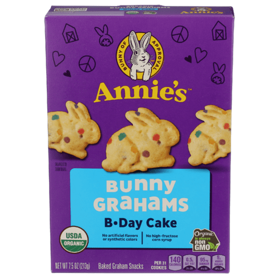 Annie's Homegrown Organic Birthday Cake Bunny Grahams 7.5 oz - Pack of 3