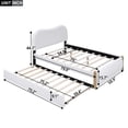 thumbnail image 5 of Full Size Upholstered Platform Bed with Wood Supporting Feet and Twin Size Trundle, White, 5 of 13