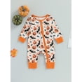 thumbnail image 2 of Wassery Baby Boys Girls Halloween Jumpsuit Newborn Girl Footed Romper Long Sleeve Pumpkin Print Zipped Bodysuits 3M 6M 12M 18M Infant Fall Clothes, 2 of 8