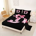 thumbnail image 2 of Erosebridal Floral Bow Letter D Bed Sheets for Girls, Pink Initial Ribbon King Sheets, 4-Piece, 2 of 6