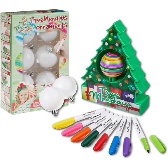The Treemendous Ornament Decorator TreeMendous Christmas Tree Ornament Decorating Kit & 6 Pack Ornament Combo Pack - Holiday Arts and Crafts Activity for Kids Ages 3 and Up