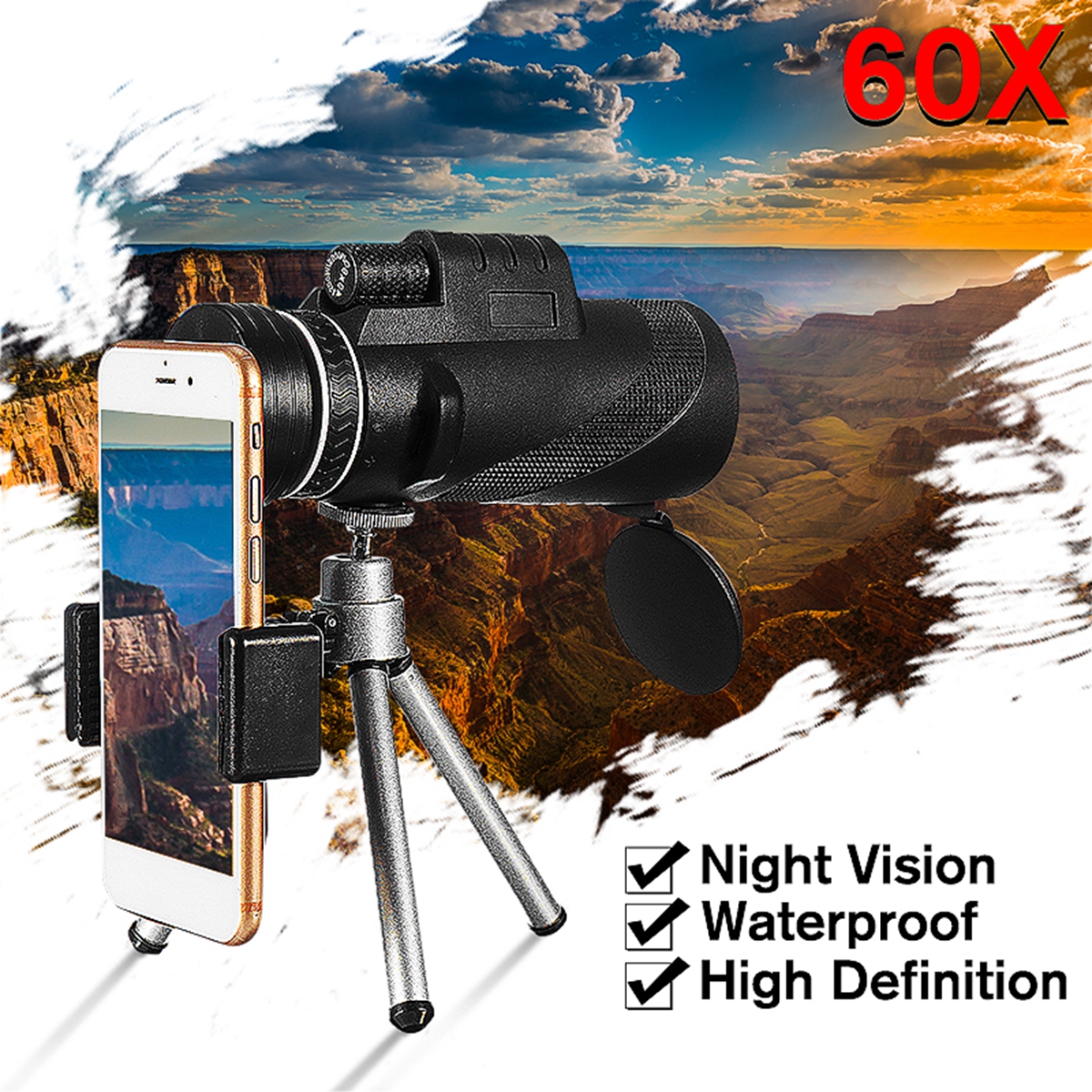 Low Light Night Vision Waterproof 40X60 High Definition Monocular