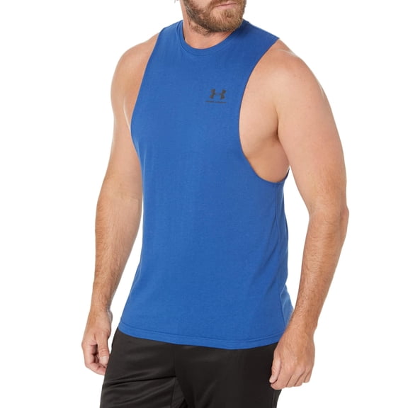 Under Armour Left Chest Cutoff Tank Blue Mirage/Black SM