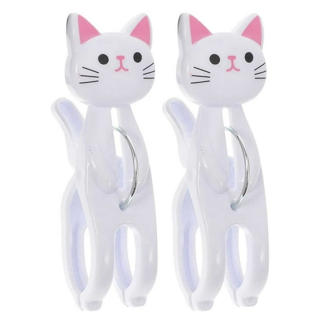 Harpily 50% Off Clear! Chip Clips Beach Towel Clips | Cat Shape Clothespins Clothes Pins Traceless Laundry Clips Clothes Pin For Clothesline Laundry Bathroom