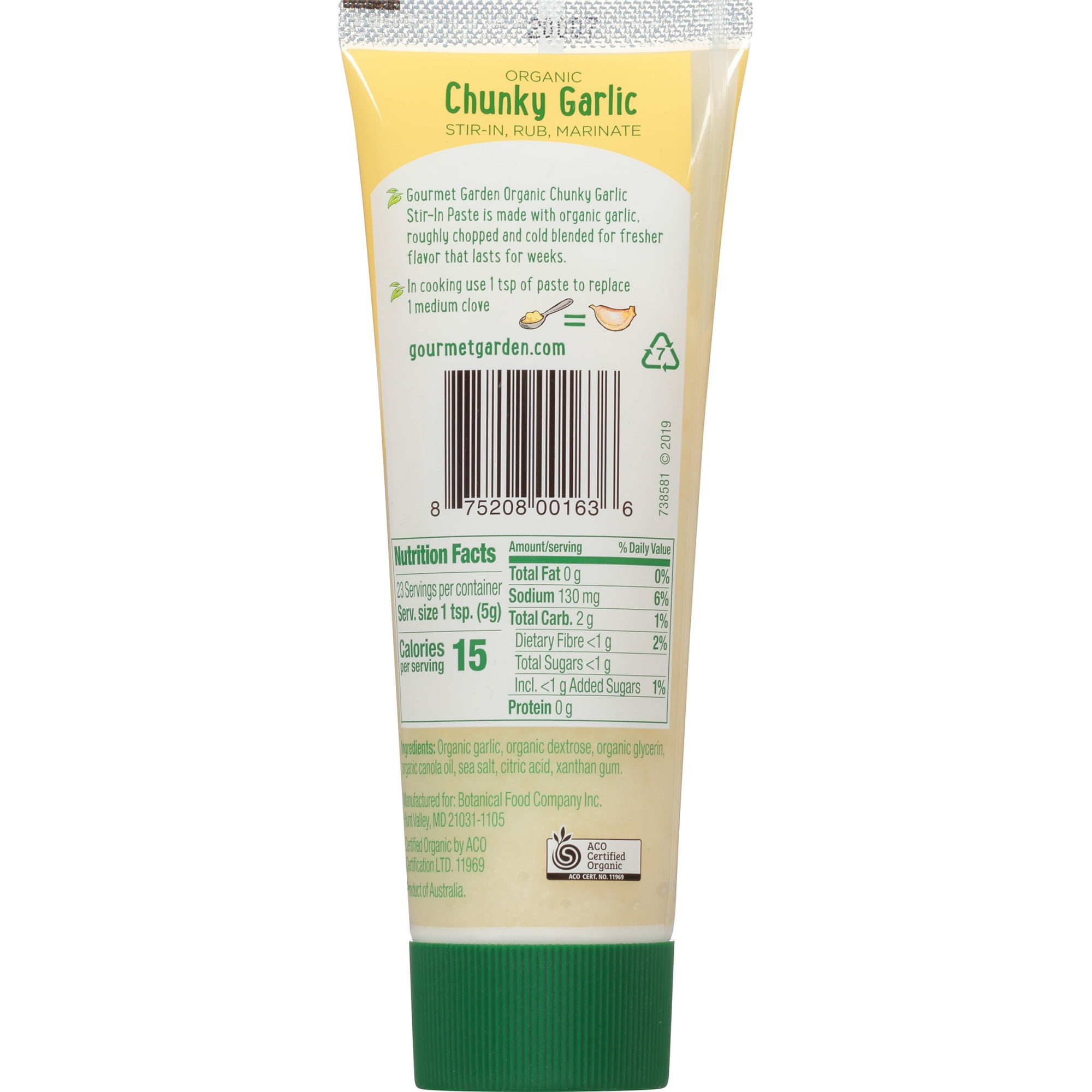Gourmet Garden Organic Chunky Garlic Paste - USDA Certified, Gluten-Free, 4 oz