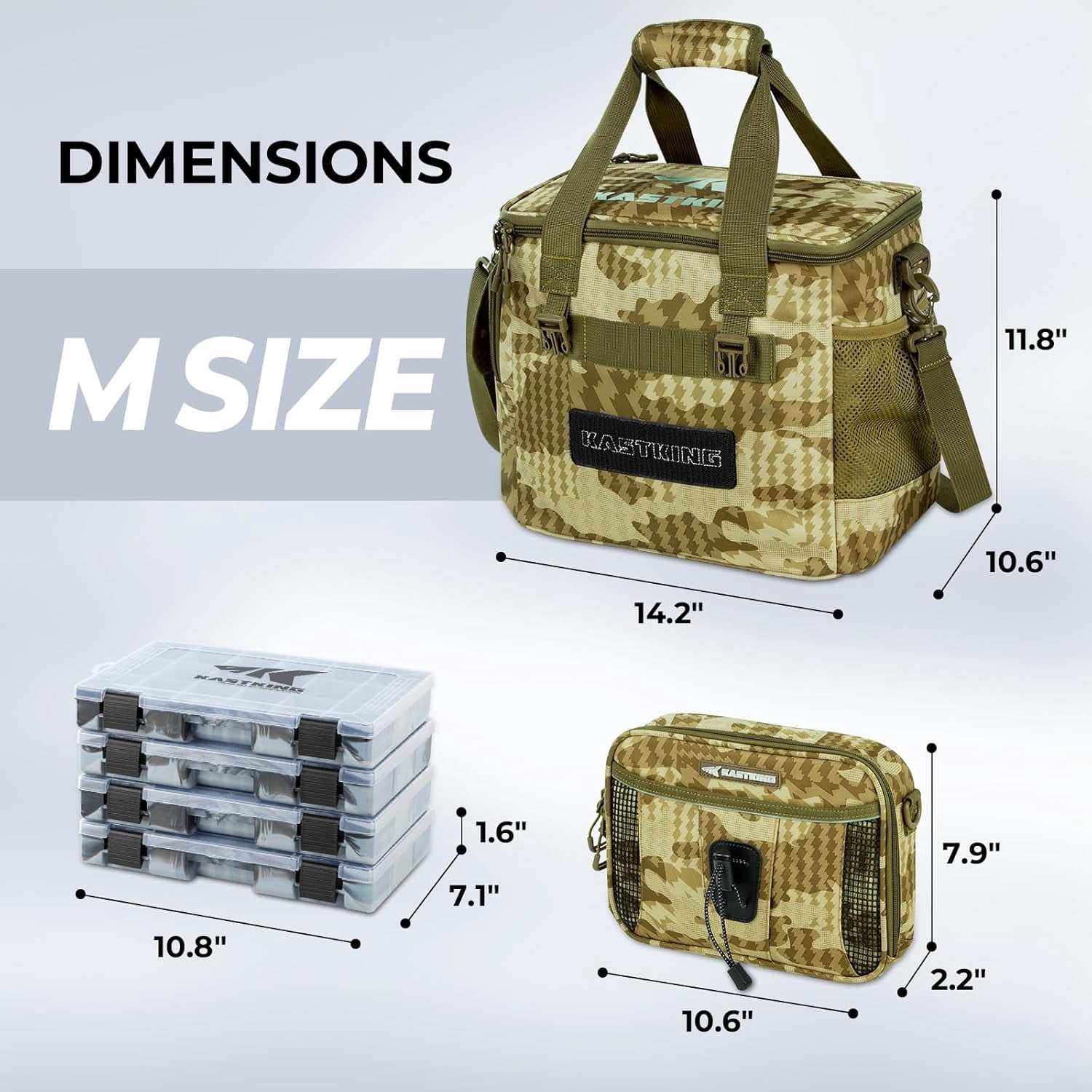 KastKing Fishing Tackle Bag With 4 Tackle Boxes & Removable Bait Binder, Water-Resistant Tackle Storage- BaitSpace
