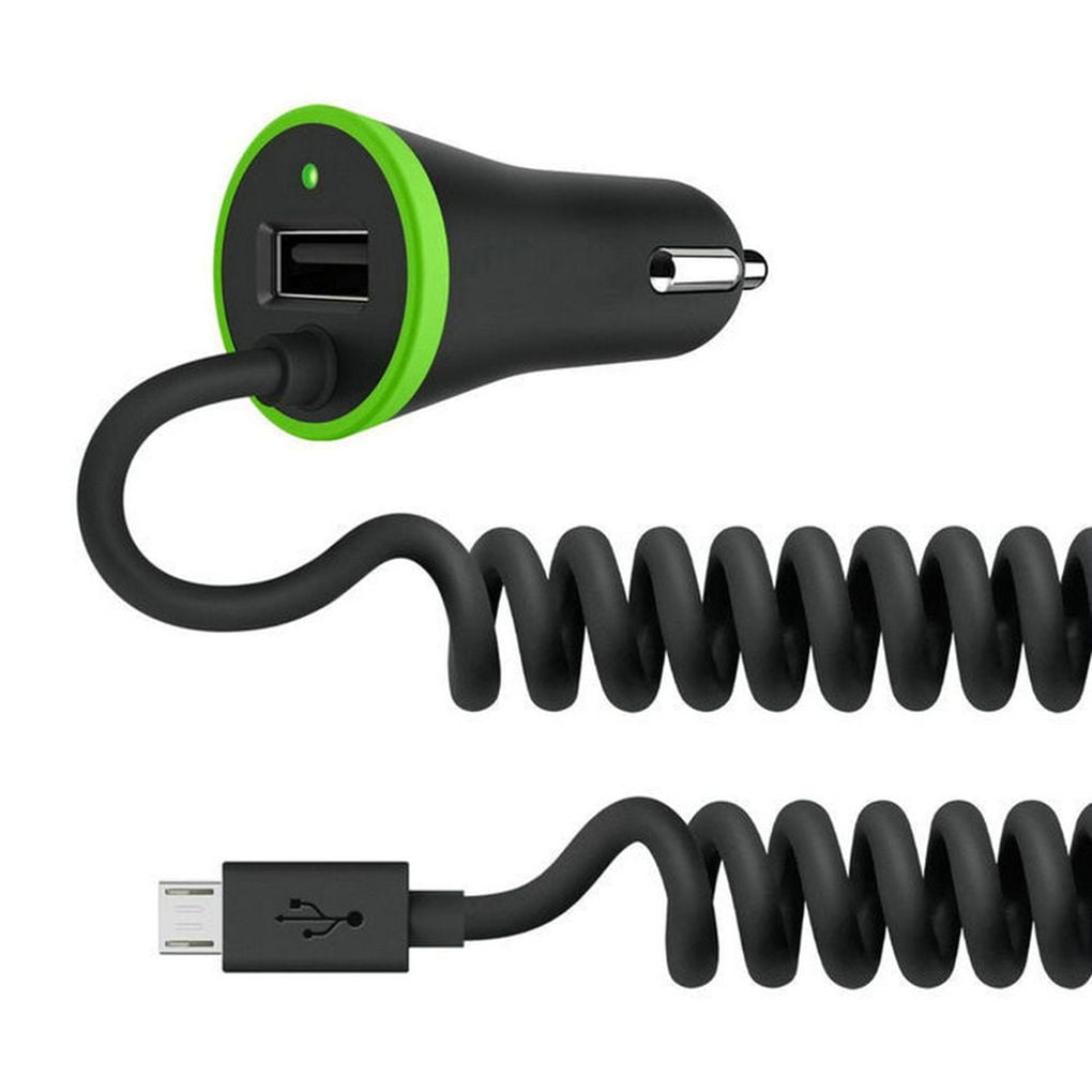 fashionhome Portable Quick Charge Car Charger Build-in Spring Cable Micro USB Type-C Car Cigarette Lighter Charger Adapter