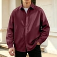 thumbnail image 2 of LIaqionyy Mens Button down Shirt Casual Loose Long Sleeve Collared Shirts Solid Color Wedding Prom Business Tops, 2 of 6