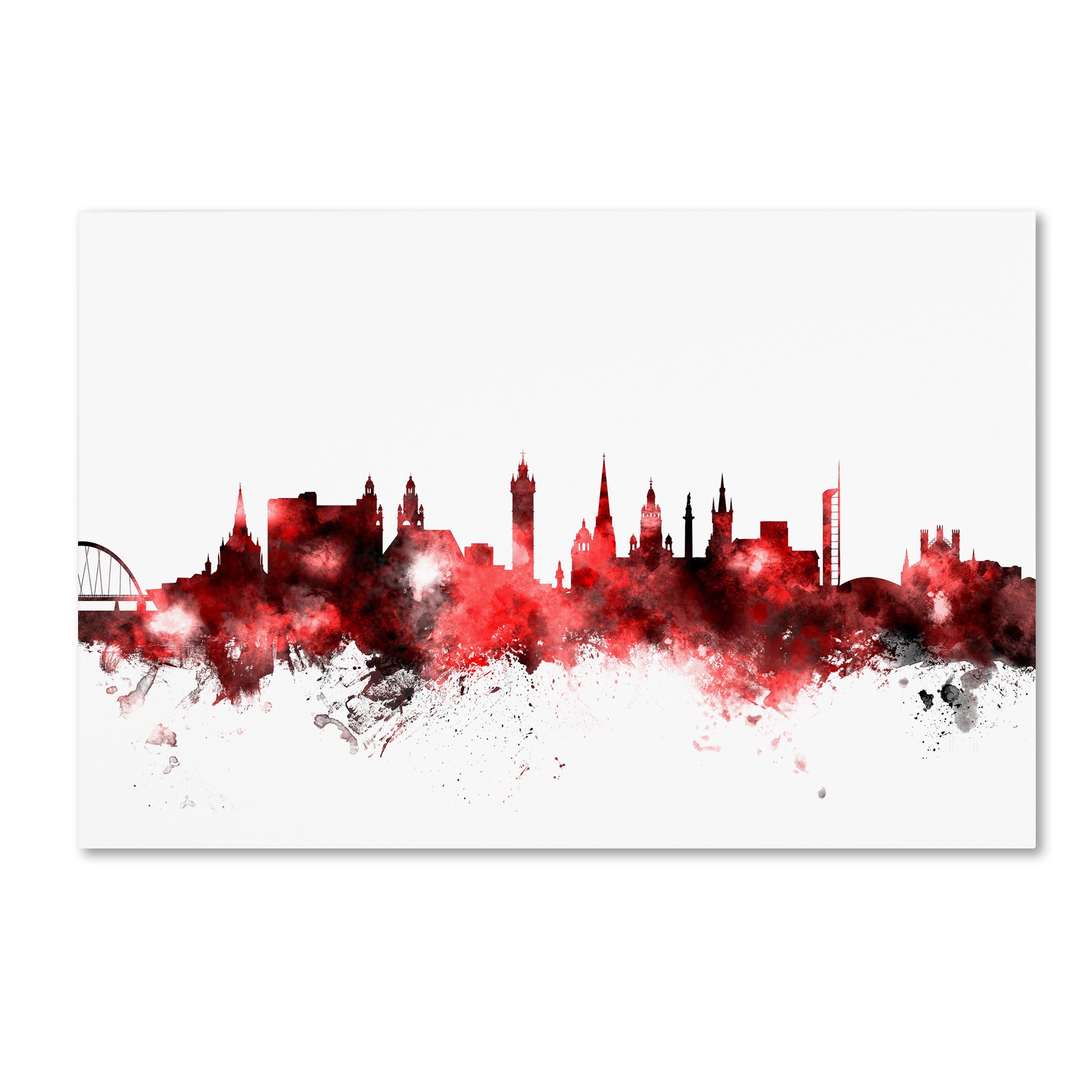 Trademark Fine Art "Glasgow Scotland Skyline Red 2" Canvas Art by Michael Tompsett