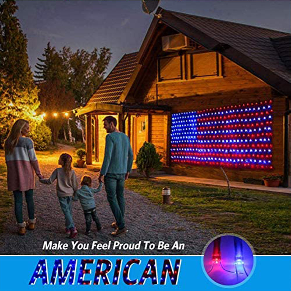 American Flag Lights, LED Flag Net Light with 420 LED Waterproof String Light for The United
