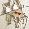 thumbnail image 4 of Women's Striped Bikini Swimsuit Two-piece Swimsuit Set Camel L, 4 of 4