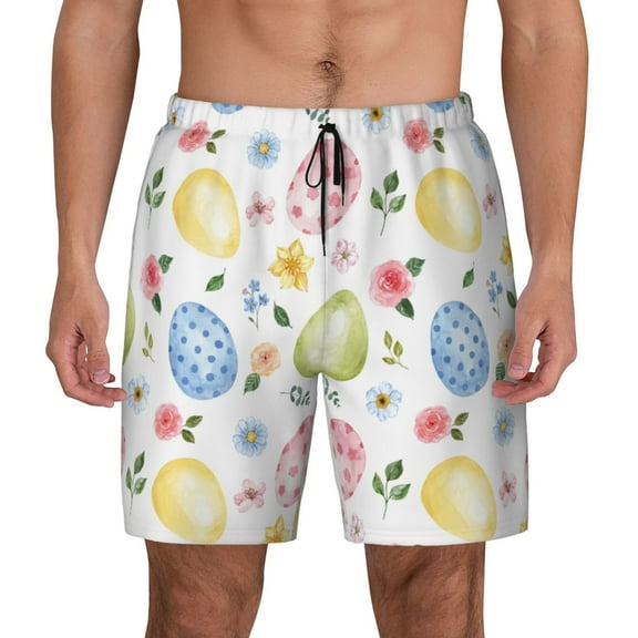 Kdxio Easter Egg3 Print Men'S Swim Trunks With Compression Liner 7 Inch Inseam Quick Dry Swim Shorts