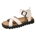 thumbnail image 6 of Rokment Women's Orthopedic Cork Footbed Platform Walking Flat Sandals Comfortable Leather Buckles Strappy Dress Sandals Arch Support Beach Summer Casual Footwear White Size 9.5, 6 of 7