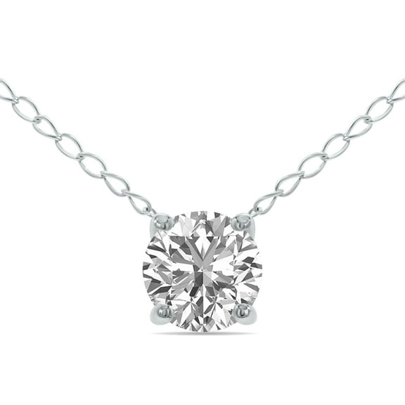 SZUL Women's Lab Grown 1/2 Carat Floating Round Diamond Solitaire Pendant in 14K White Gold (F-G Color, VVS1-VVS2 Clarity)