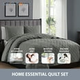 thumbnail image 3 of Swift Home 2PC Reversible Diamond Stitch Soft Quilt & Sham Set, Dark Grey, Twin/Twin XL, 3 of 6