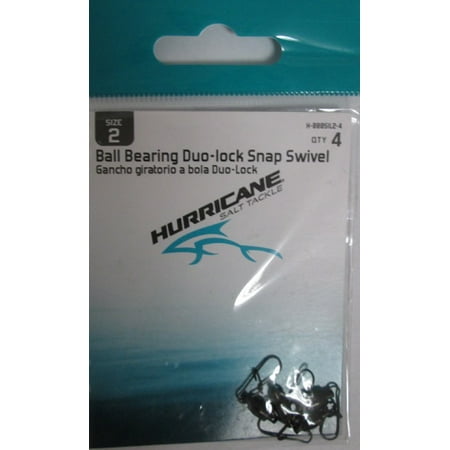 New Duo Lock Snaps - Hurricane H-BBBSIL2-4 Size 2 Black Ball Bearing Duo-Lock Snap Swivels (4 Pack)