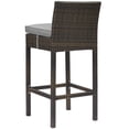 thumbnail image 2 of Modern Contemporary Urban Design Outdoor Patio Balcony Garden Furniture Bar Side Stool Chair, Rattan Wicker, Grey Gray Brown, 2 of 3