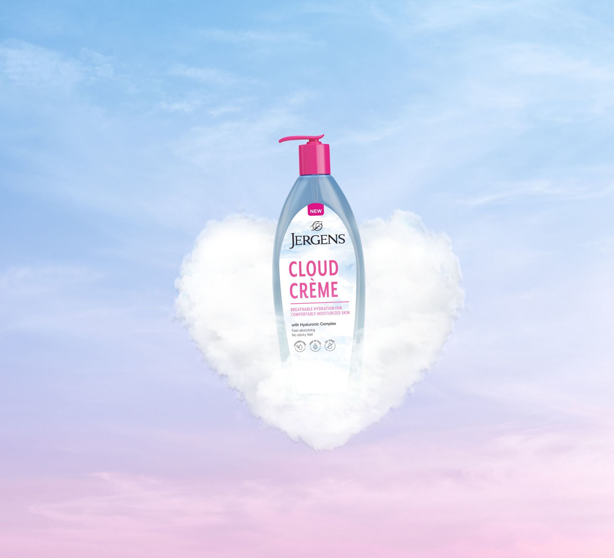 Jergens Cloud Créme with Hyaluronic Complex, Non-Greasy Breathable Hydration Body Lotion, 13 fl oz