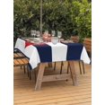 thumbnail image 4 of 54x80 Inch Outdoor Tablecloth with Umbrella Hole Zipper Rectangle Navy Blue Stripe Nautical Rectangular Tablecloths Outside Waterproof Red Anchor Summer Coastal Patio Table Cover for Picnic Party, 4 of 8