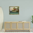 thumbnail image 2 of Tropical Boats Waterfront Scenery Landscape Painting Metallic Gold Framed Art Print Wall Art, 2 of 6