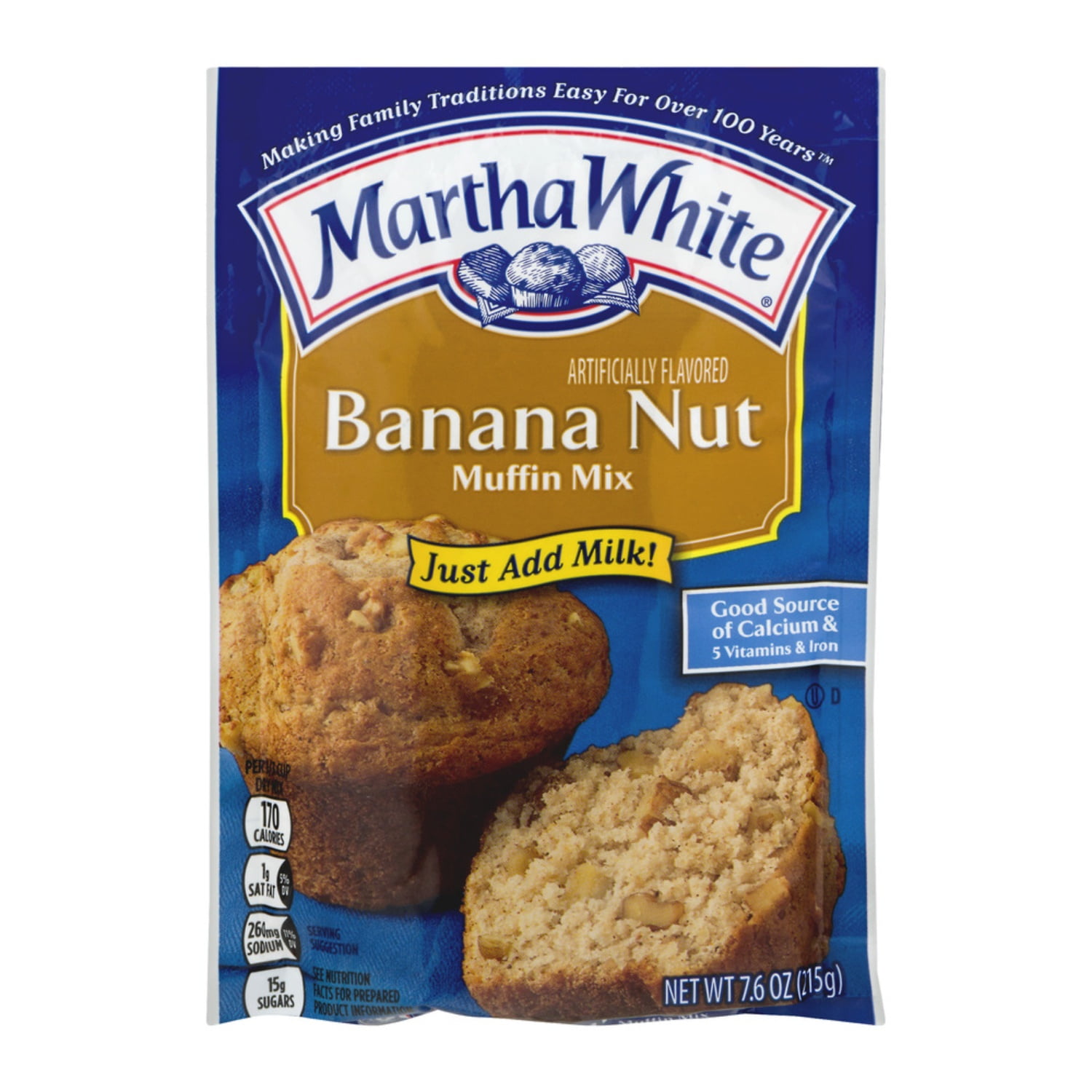 Martha White Banana Nut Muffin Mix, 7.6 Oz Bag