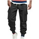 thumbnail image 2 of Pantalones largos para hombre, informales, a la moda, transpirables, con cintura elástica y múltiples bolsillos, pantalones cargo con cierre de velcro, pantalones de rayón para hombre., 2 of 9