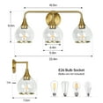 thumbnail image 7 of KAISITE 3-Light Bathroom Light Fixtures Modern Dimmable Globe Vanity Lights 22.4 Inch Gold Wall Sconce, 7 of 7
