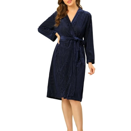 

Unique Bargains Women s Belt Tie Robe Winter Pajamas Nightgown Midi Warm Bathrobe