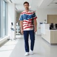 thumbnail image 4 of 250 Anniversary Usa Scrub Shirts Men V-Neck Short Sleeve Vintage Flag Print Daily Celebration T-Shirts Lightweight Summer Casual Shirts with Pockets,5XL,#01 Red, 4 of 6