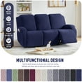 thumbnail image 4 of Timeles Recliner Covers, Stretch Reclining Chair Covers, Recliner Sofa Slipcovers Stripe Jacquard Recliner Couch Covers Furniture Protector Covers for Pet Kid (3 Seater, Dark Blue), 4 of 7