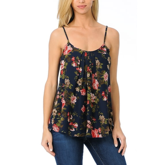 SSOULM INCH & FIT Women's Sleeveless Pleated Chiffon Layered Cami Tank Top Blouse with Plus Size Made in USA