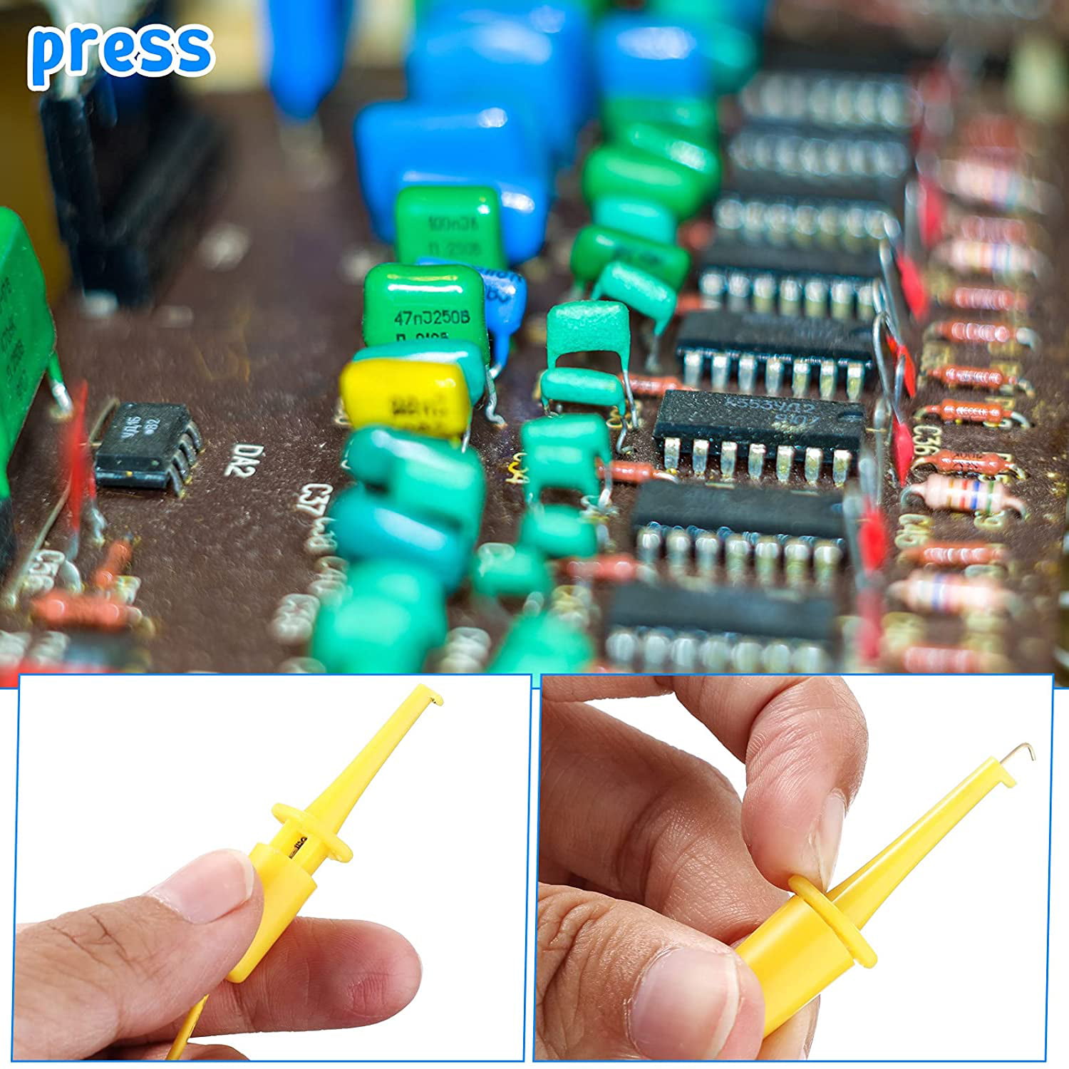 Goupchn Mini Grabber Test Hooks to Breadboard Female Jumper Wires Soft Flexible Silicone Test Leads for Electrical Testing 