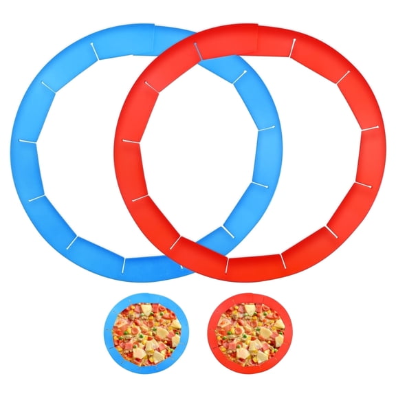 2-Pack Adjustable Silicone Pie Crust Shields for 8-12" Pies, Oven-Safe Reusable Baking Protector Rings(Blue ＆ Red)