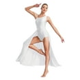 thumbnail image 2 of Kaerm Womens Sleeveless Lyrical Dance Dress Glittery Asymmetrical Shoulder Split Dress Modern Dancewear White S, 2 of 7