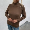 thumbnail image 3 of Vedolay Women's Tops Womens Knit Long Sleeve Pullover Crewneck Tunic Fashion Sweaters,Brown L, 3 of 4