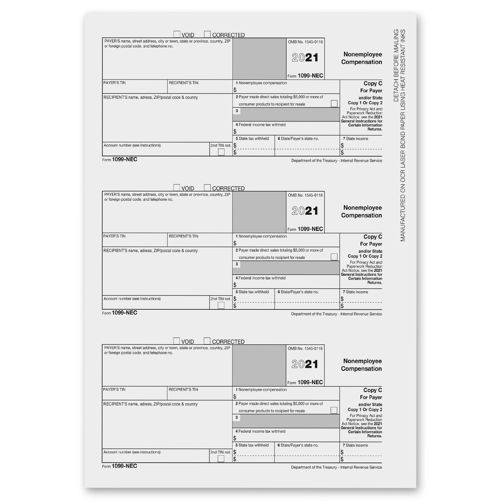 1099 NEC Forms 2021, 1099 NEC Laser Forms IRS Approved Designed for  Quickbooks and Accounting Software 2021, 4 Part Tax Forms Kit, 25 Envelopes  Self Seal, 25 Vendor Kit - Total 38 (108) Forms - Walmart.com