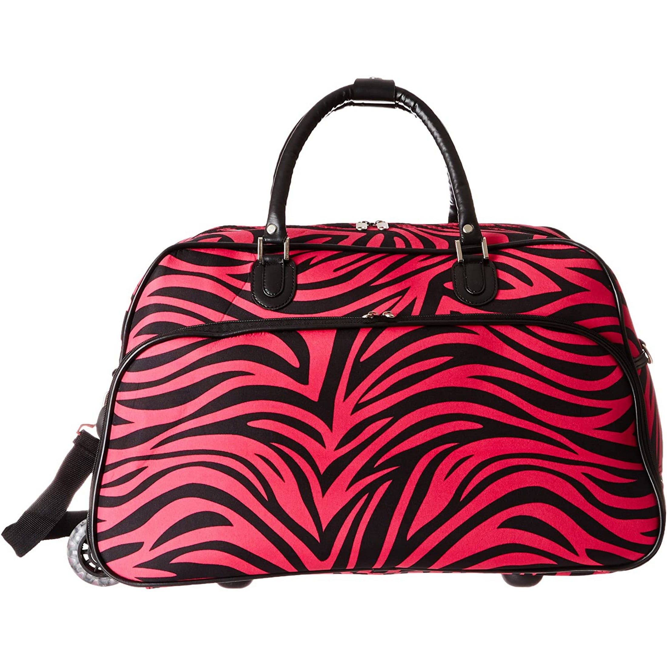 CalBags Animal Prints 21-Inch Carry-On Rolling Duffel Bag - Fuchsia Black Zebra